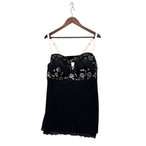Pure Beauty By Rene Rofe Plus Size Black Lace Chemise Lingerie Size 3X‎ Sexy